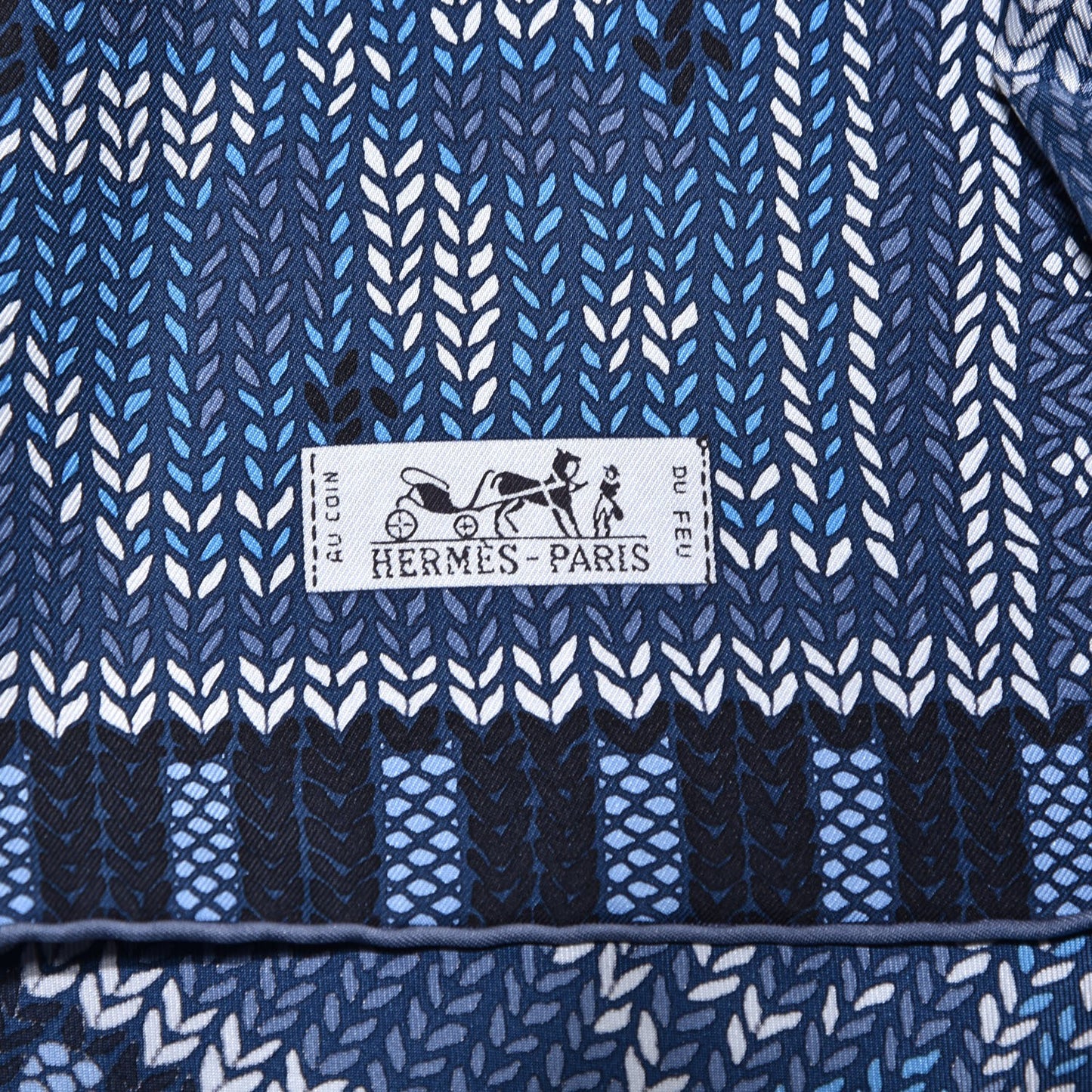 Silk Coin Du Feu Scarf 90 Blue Jean Marine Blanc