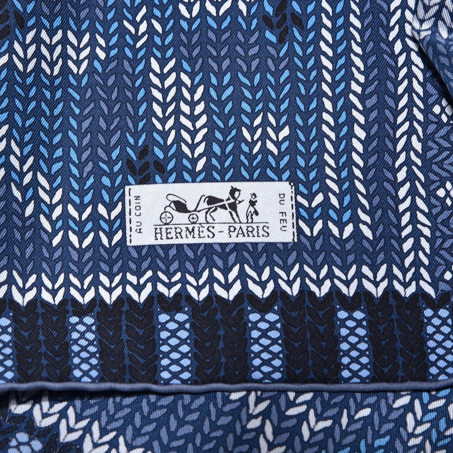 Hermes Silk Coin Du Feu Scarf 90 Blue Jean Marine Blanc 5 of 7