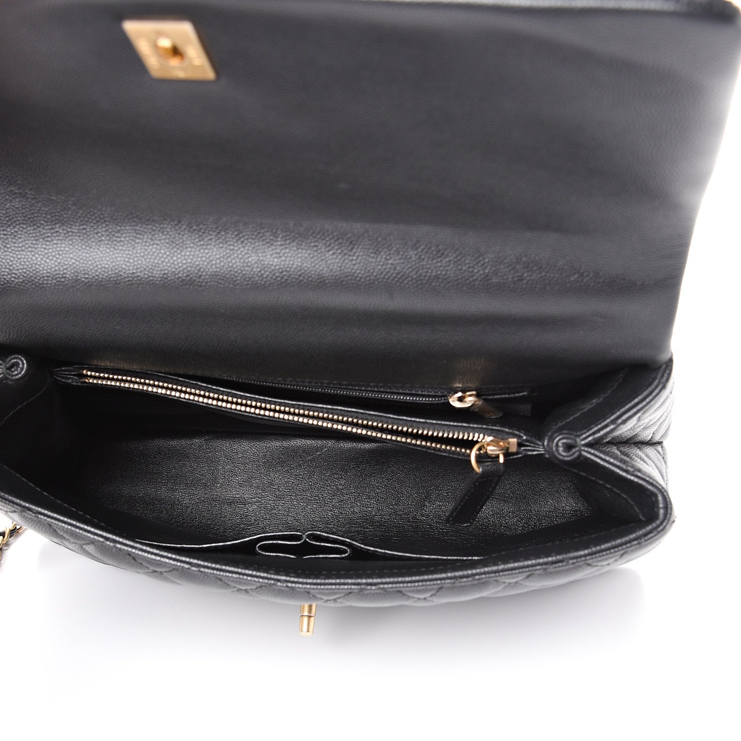 Chanel Caviar Lizard Quilted Medium Coco Handle Flap Black 4 of 10