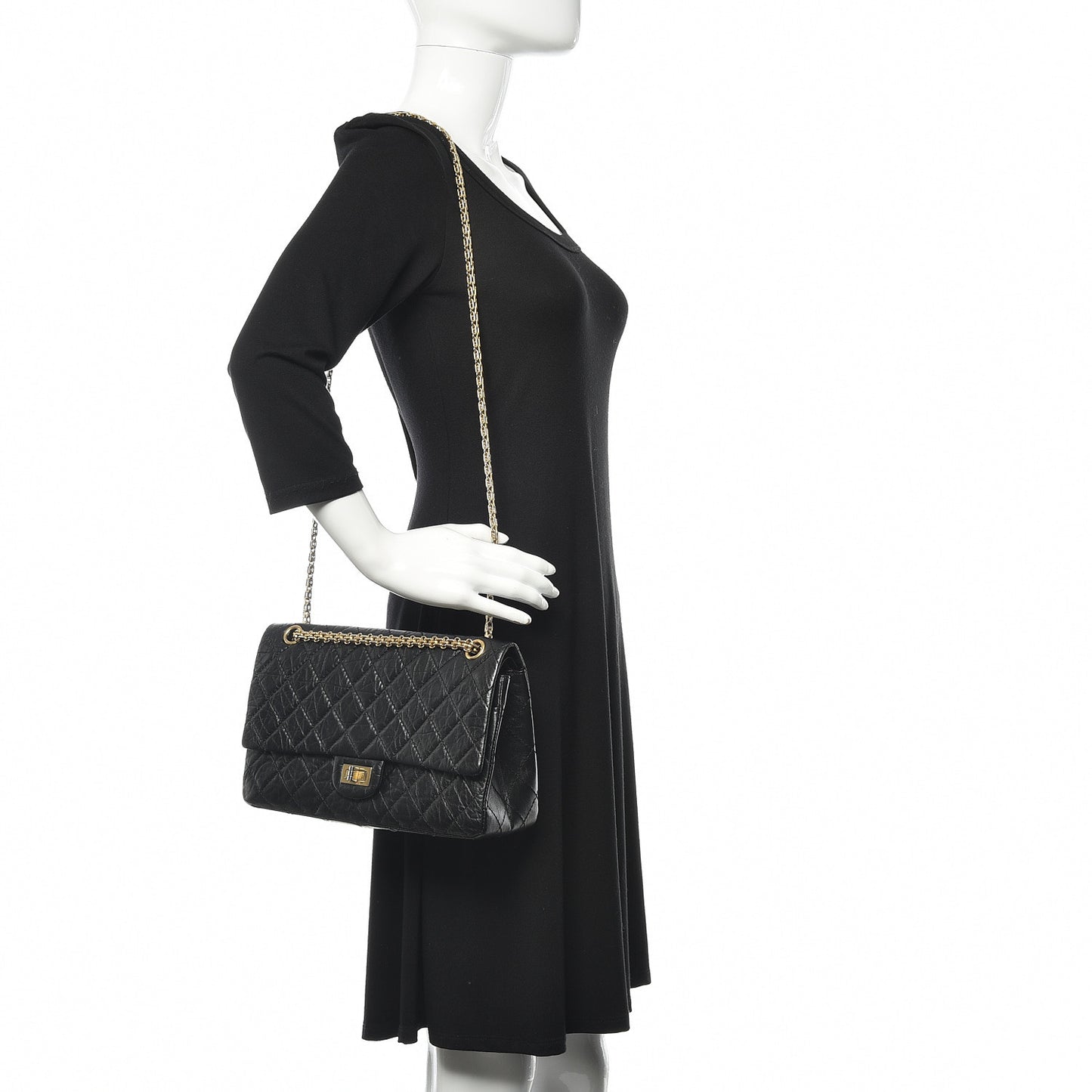 Aged Calfskin Quilted 2.55 Reissue 226 Flap Black