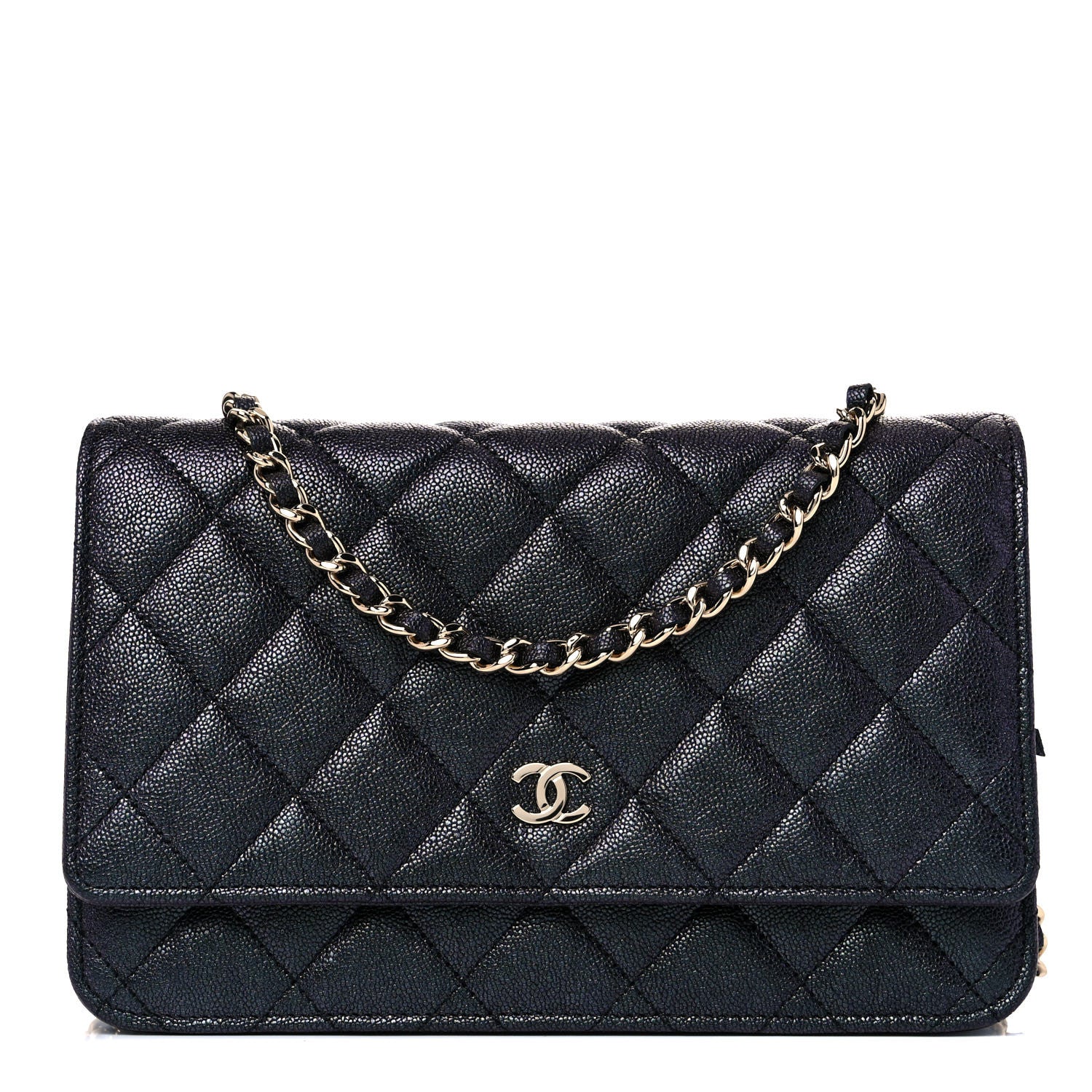 Chanel Iridescent Caviar Quilted Wallet On Chain WOC Black 1 of 11