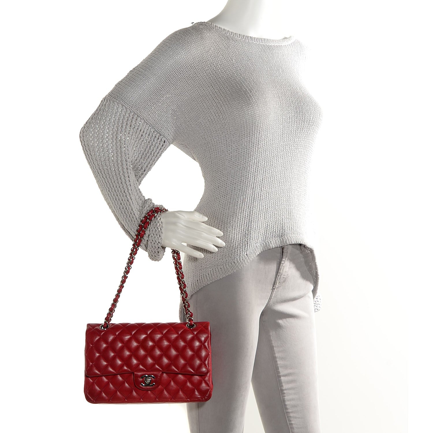 Chanel Lambskin Quilted Medium Double Flap Red 2 of 8