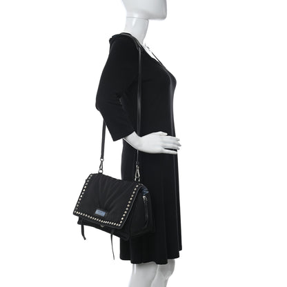 Prada Tessuto Nylon Studded Etiquette Flap Black 2 of 9