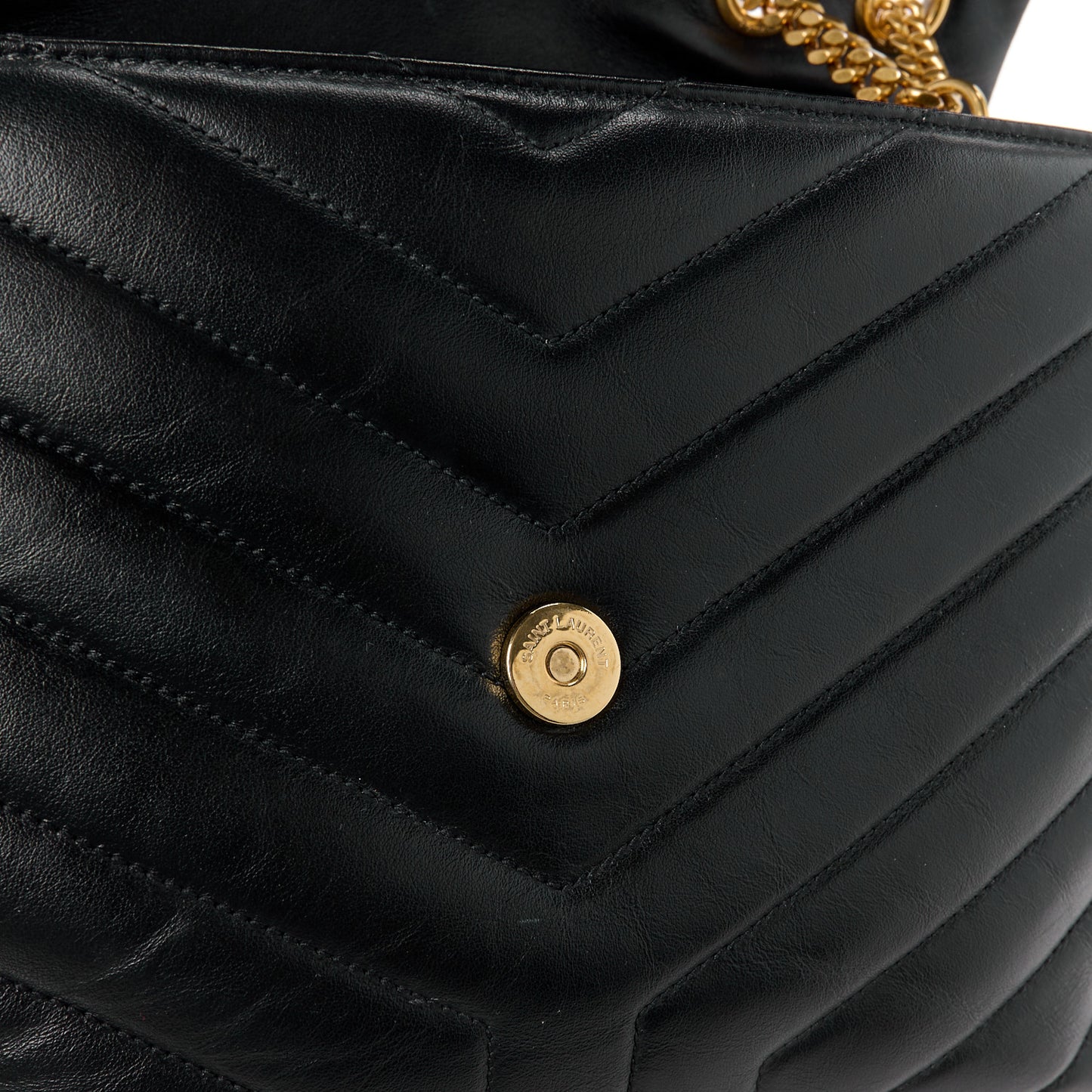 Calfskin Y Quilted Monogram Medium Loulou Chain Satchel Black