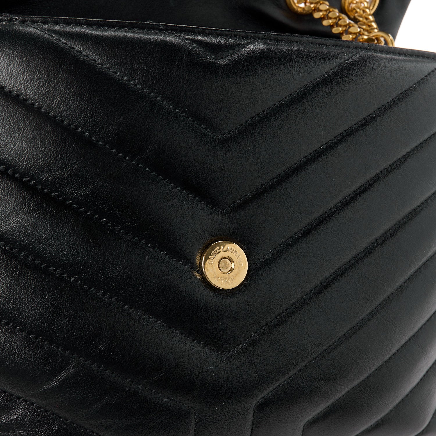 Saint Laurent Calfskin Y Quilted Monogram Medium Loulou Chain Satchel Black 12 of 13