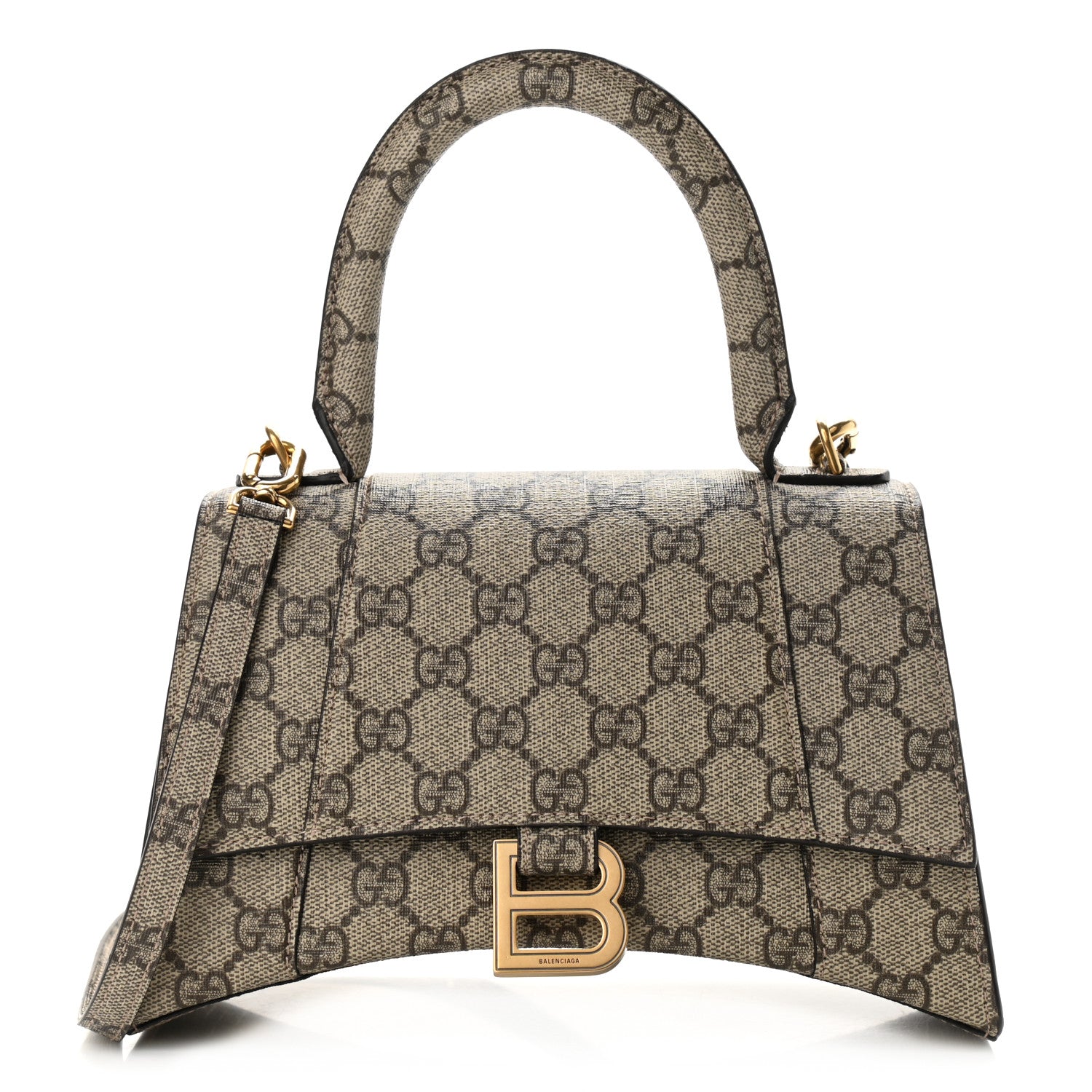 Balenciaga X GUCCI GG Supreme Monogram Small Hourglass Top Handle Bag Beige Ebony 1 of 13