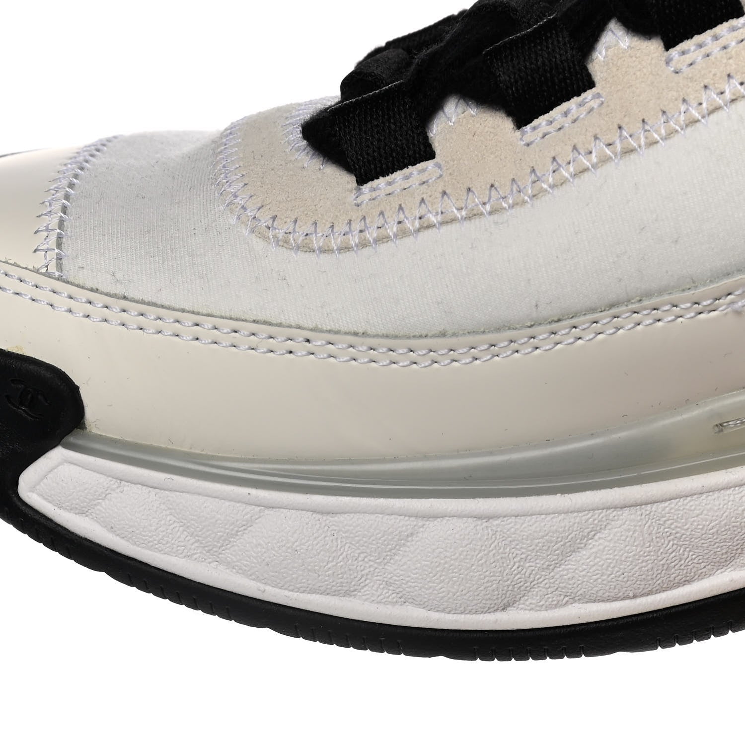 Chanel Fabric Calfskin Suede CC Sneakers 36 Ivory Black 8 of 8
