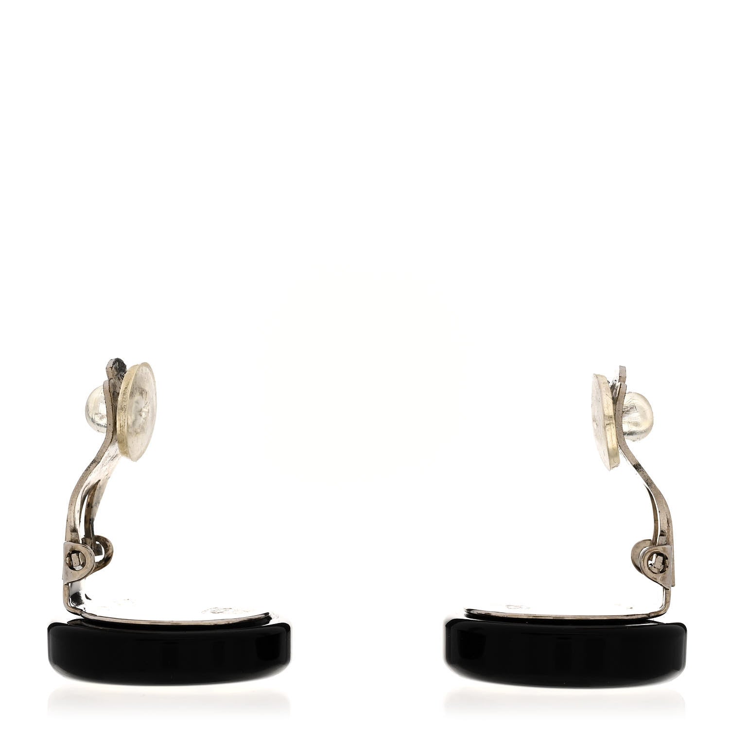Chanel Mirror CC Clip On Earrings Black 3 of 4