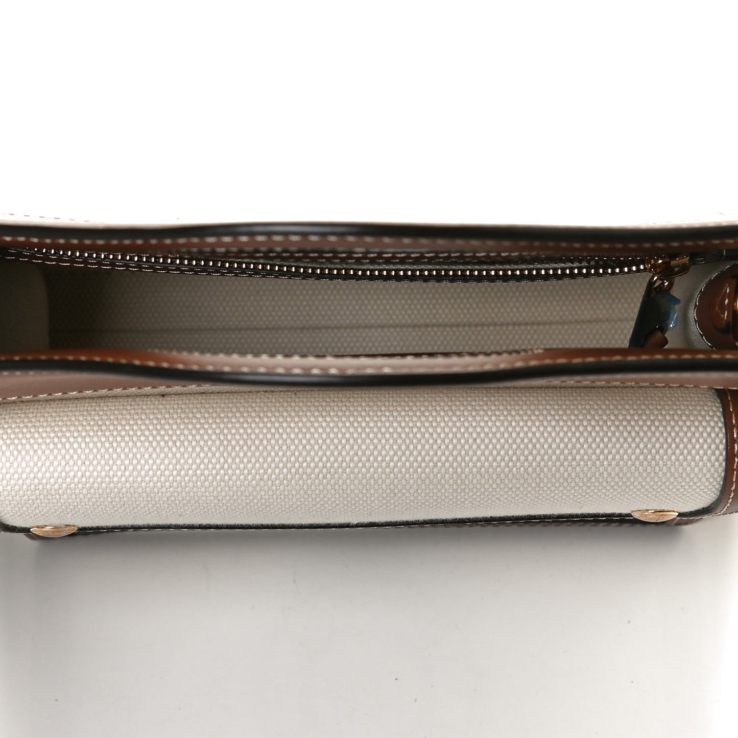 Canvas Smooth Calfskin Two Tone Mini Pocket Bag Natural Malt Brown