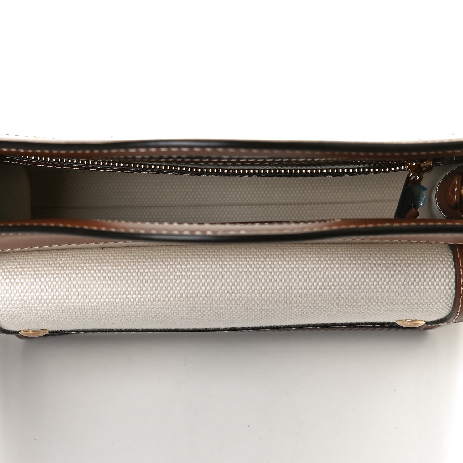 Burberry Canvas Smooth Calfskin Two Tone Mini Pocket Bag Natural Malt Brown 5 of 14