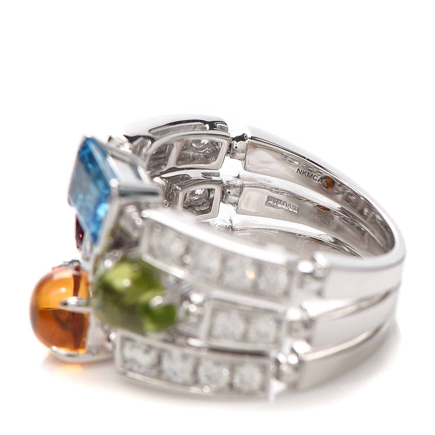Bulgari 18K White Gold Diamond Gemstone Allegra Three Band Ring 53 6.25 5 of 5