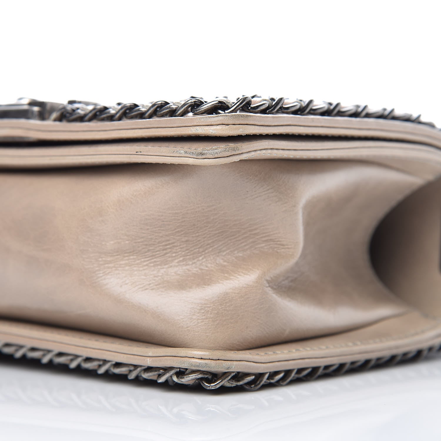 Chanel Glazed Calfskin Quilted Small Boy Chained Flap Beige 9 of 15