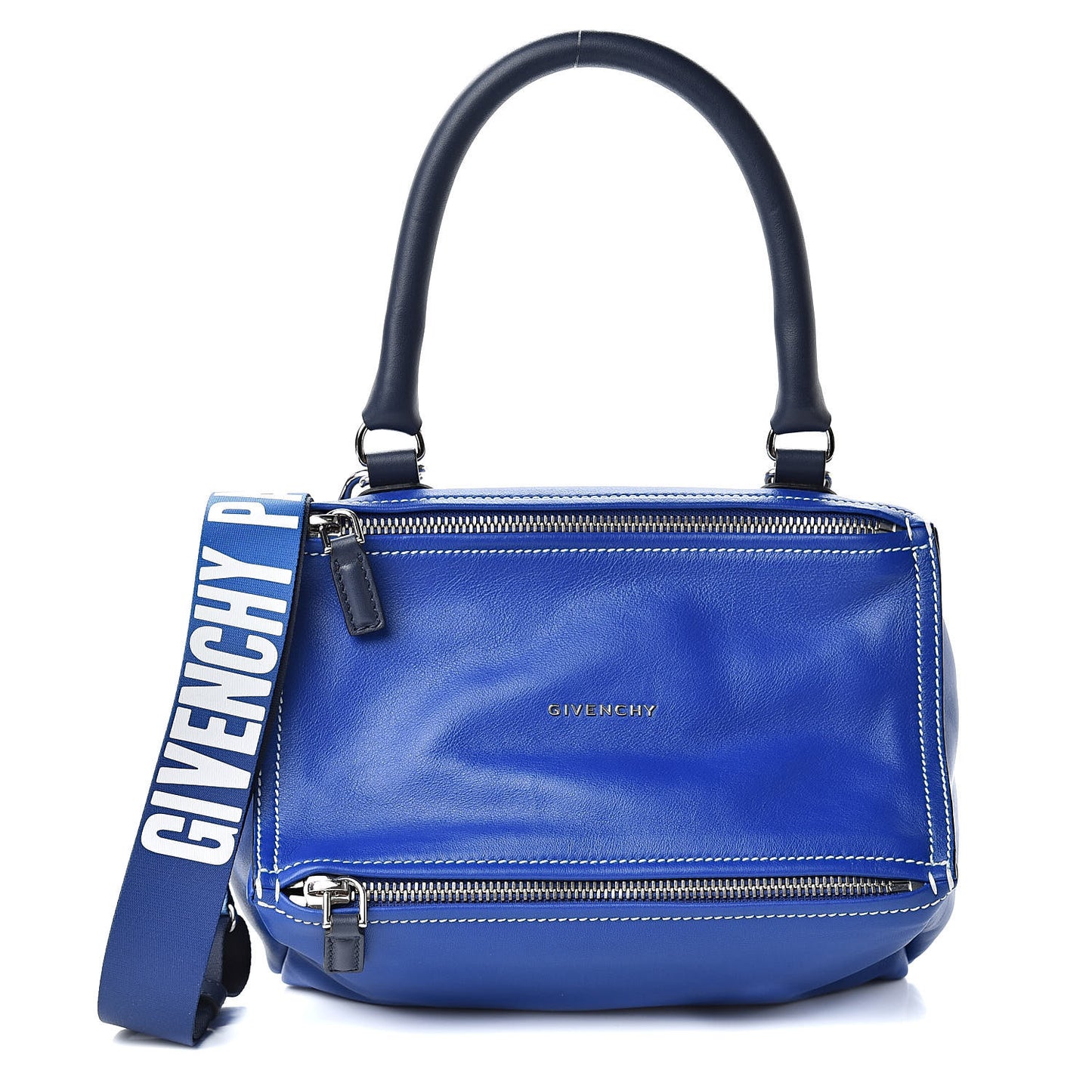 Calfskin Mini Pandora Logo Strap Moroccan Blue