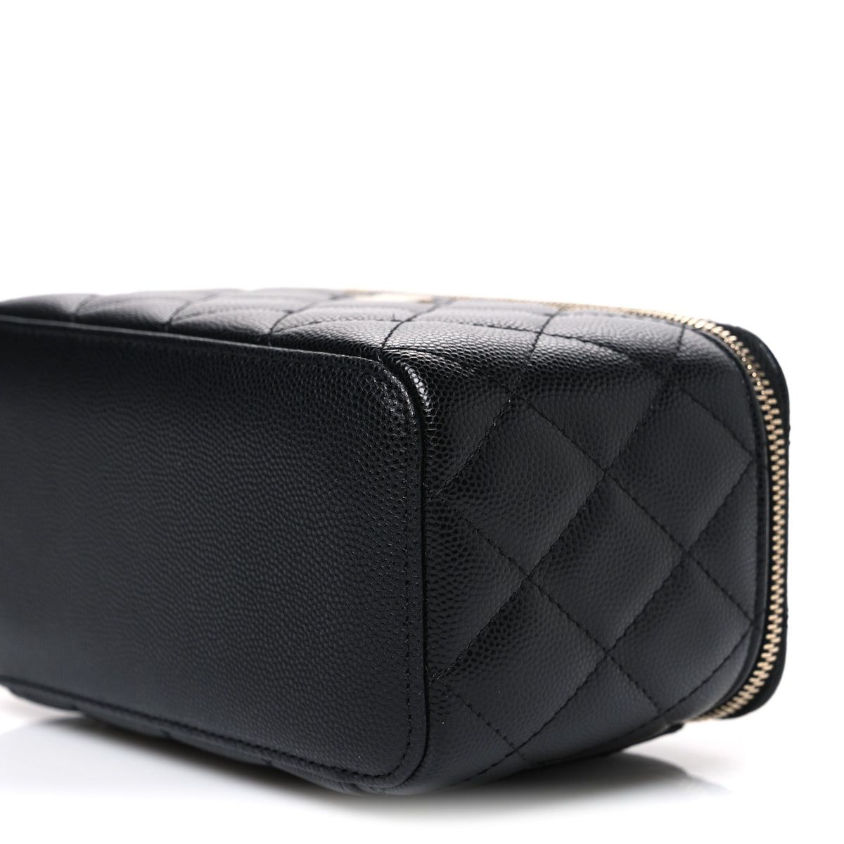 Caviar Quilted Small Vanity Case With Chain Black