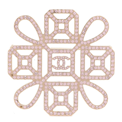 Chanel Crystal Strass CC Cross Brooch Pink Gold 1 of 5