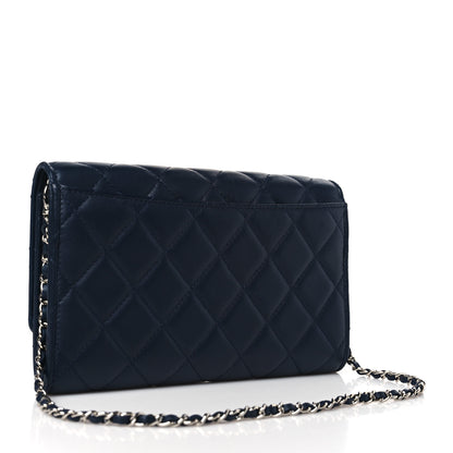 Chanel Lambskin Quilted Golden Class Clutch with Chain Navy Blue 4 of 10