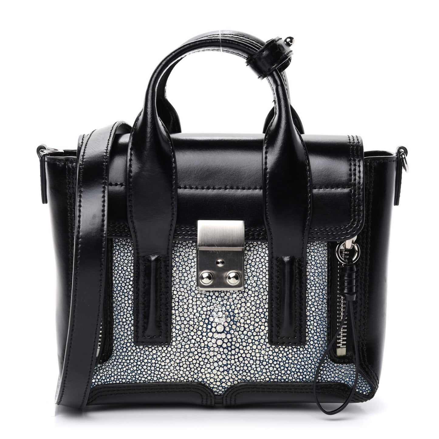 3.1 Smooth Calfskin Stingray Pashli Small Satchel Black