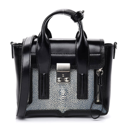 3.1 Phillip Lim 3.1 Smooth Calfskin Stingray Pashli Small Satchel Black 1 of 10