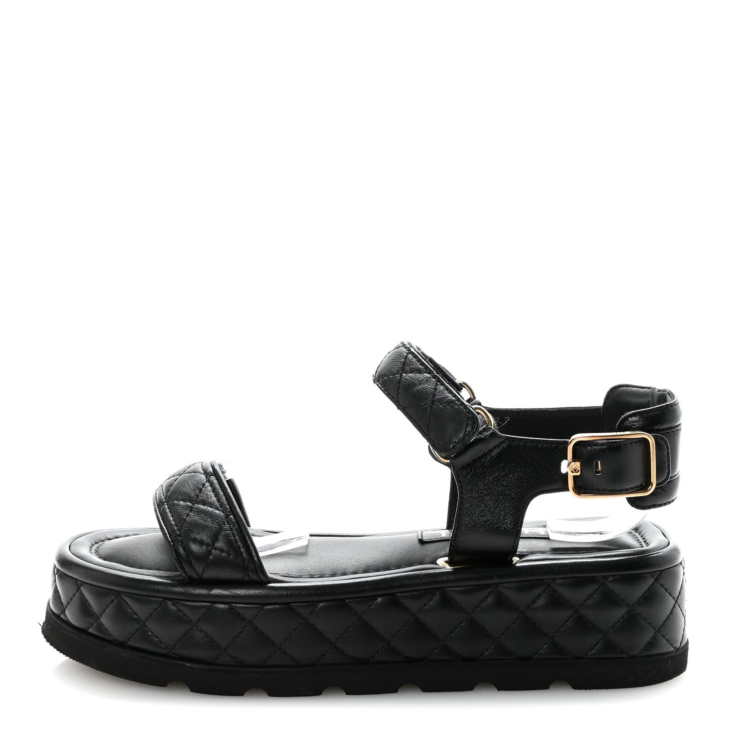Chanel Lambskin Quilted Platform Sandals 37 Black 1 of 19