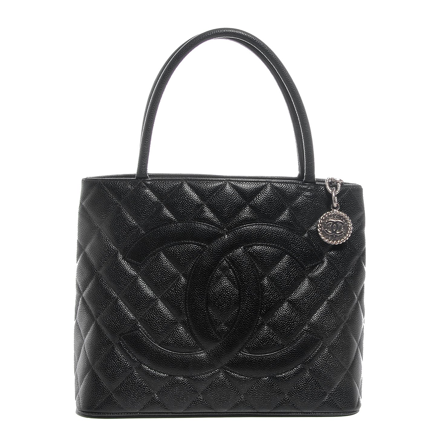 Caviar Quilted Medallion Tote Black