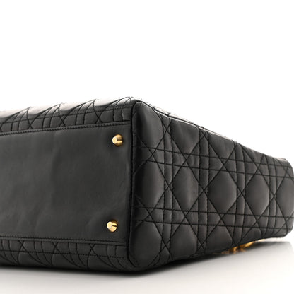 Christian Dior Lambskin Cannage Medium Lady Dior Black 10 of 12