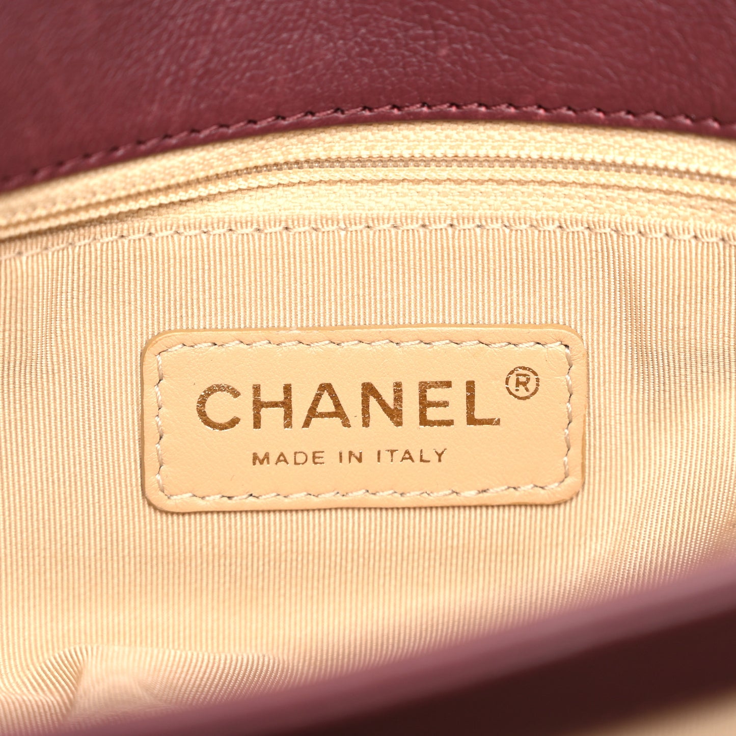 Calfskin Quilted Medium CC Crown Flap Burgundy