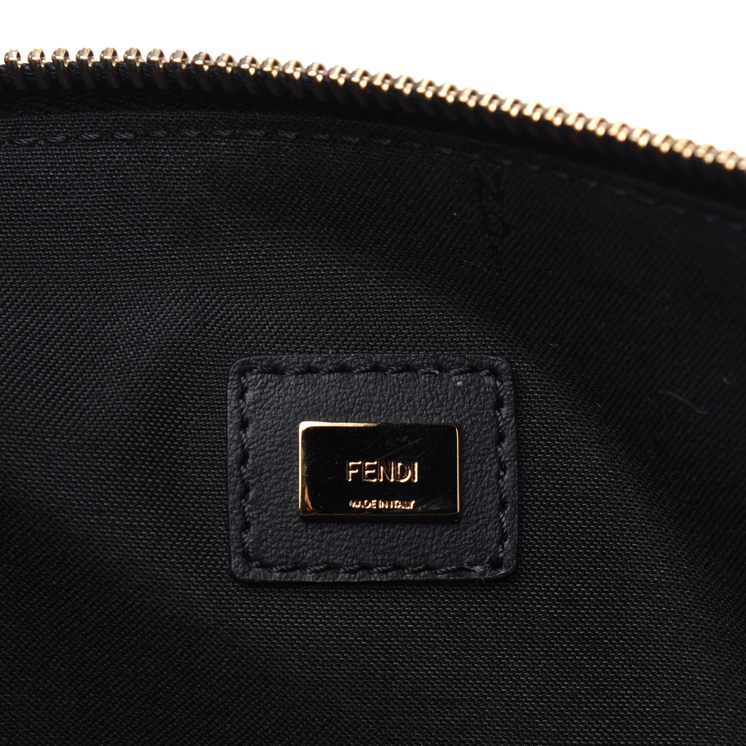Fendi Vitello Fluffy Grace Logo Embossed Large Flat Pouch Rosa Quarzo Black 7 of 9