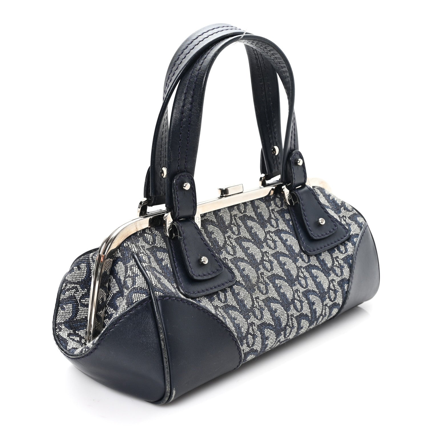 Christian Dior Monogram Frame Satchel Blue 3 of 11