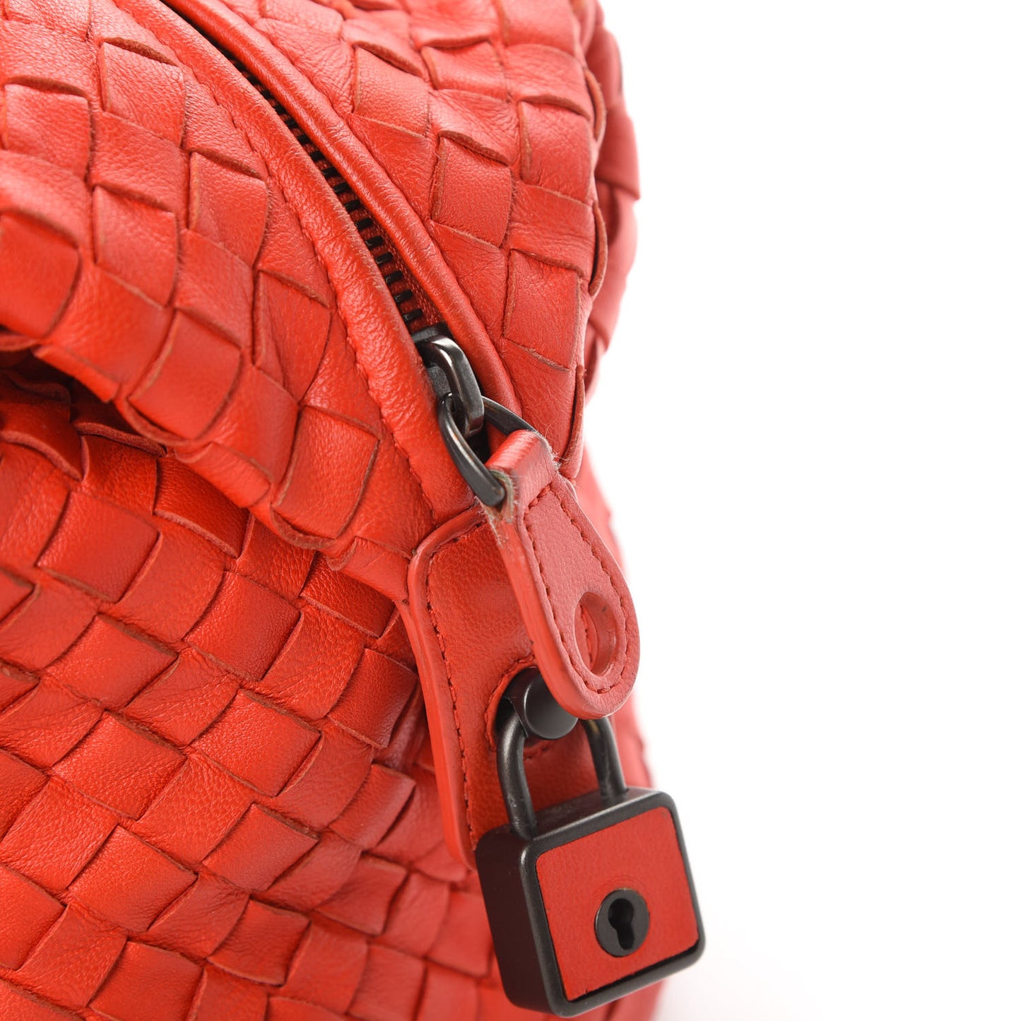 Nappa Intrecciato Montaigne Rings Satchel Red