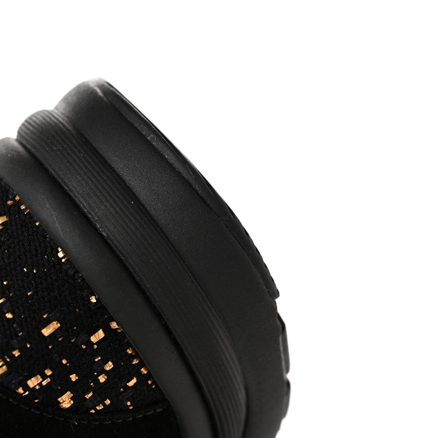 Chanel Velour Tweed CC Sneakers 40 Black Gold 11 of 14