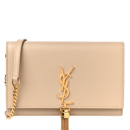 Saint Laurent Smooth Calfskin Classic Monogram Kate Tassel Chain Wallet Light Natural 7 of 9