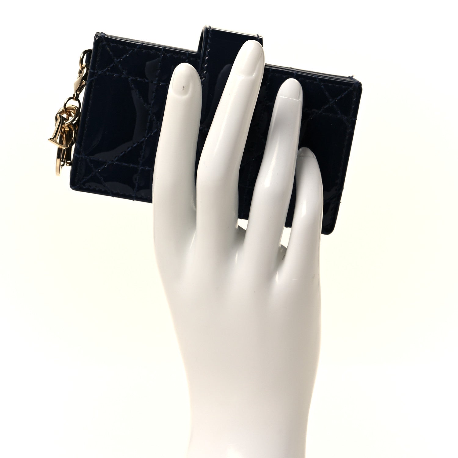 Christian Dior Patent Cannage Lady Dior 5-Gusset Card Holder Navy Blue 2 of 9