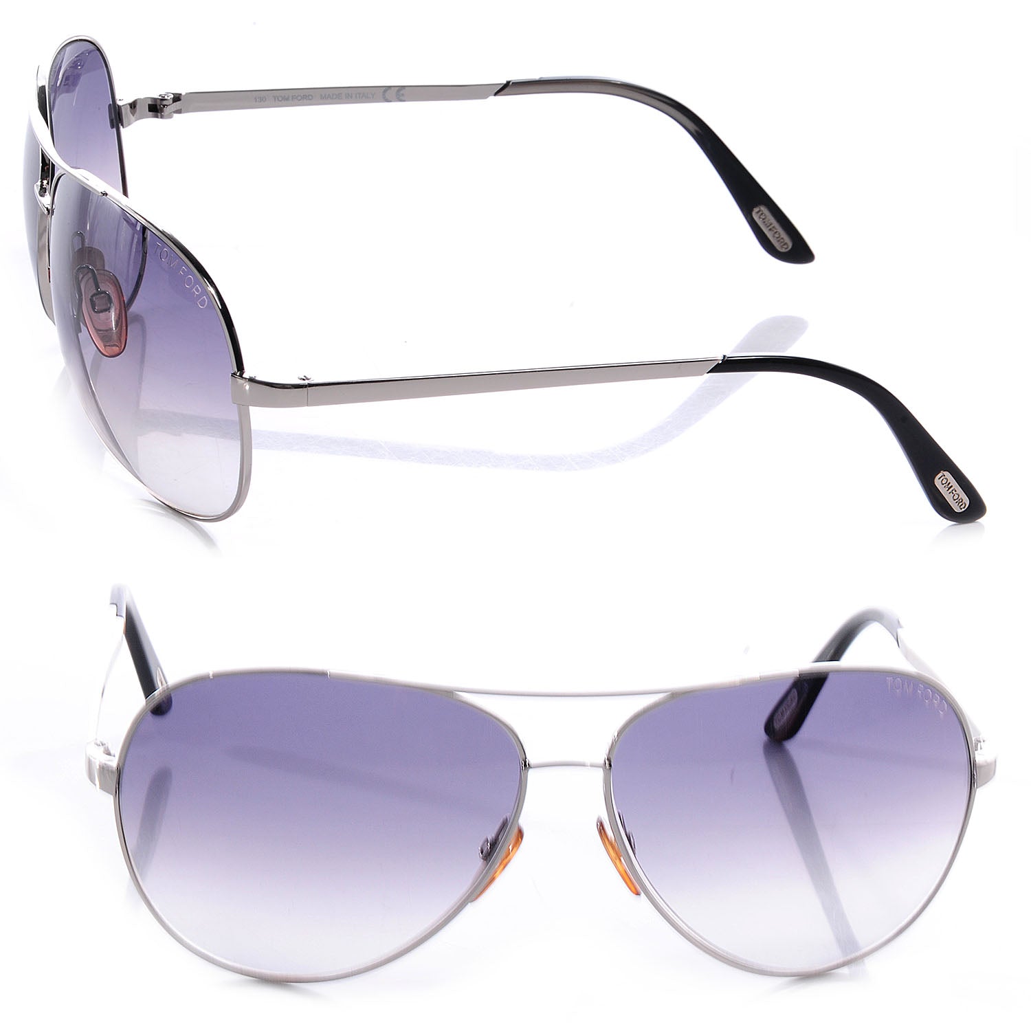Tom Ford Metal Charles Aviator Sunglasses TF35 Silver 1 of 6
