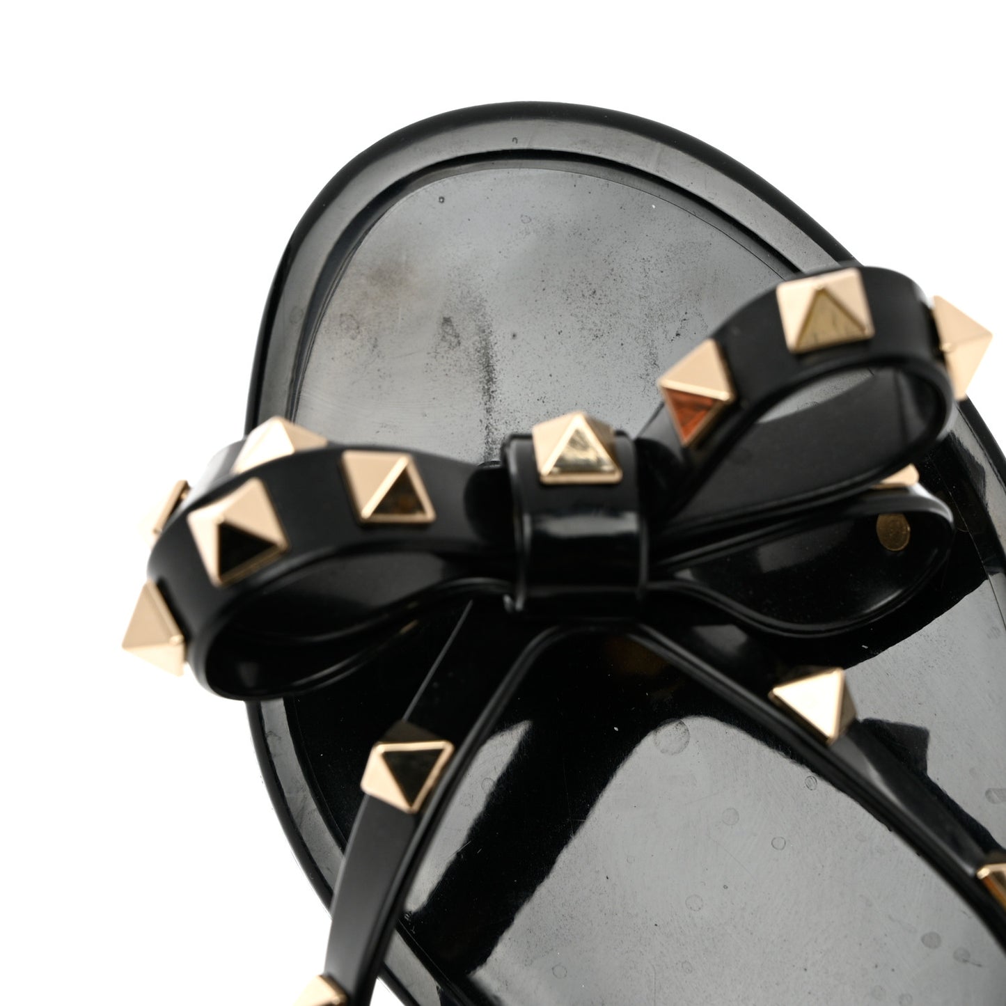 PVC Jelly Rockstud Bow Thong Sandals 36 Black