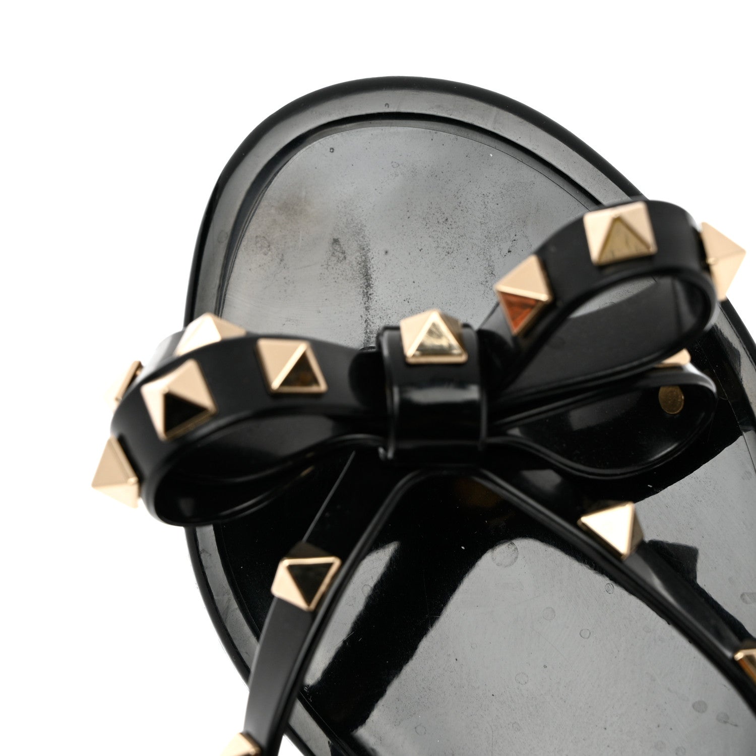 Valentino Garavani PVC Jelly Rockstud Bow Thong Sandals 36 Black 9 of 12