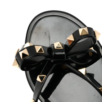 Valentino Garavani PVC Jelly Rockstud Bow Thong Sandals 36 Black 9 of 12