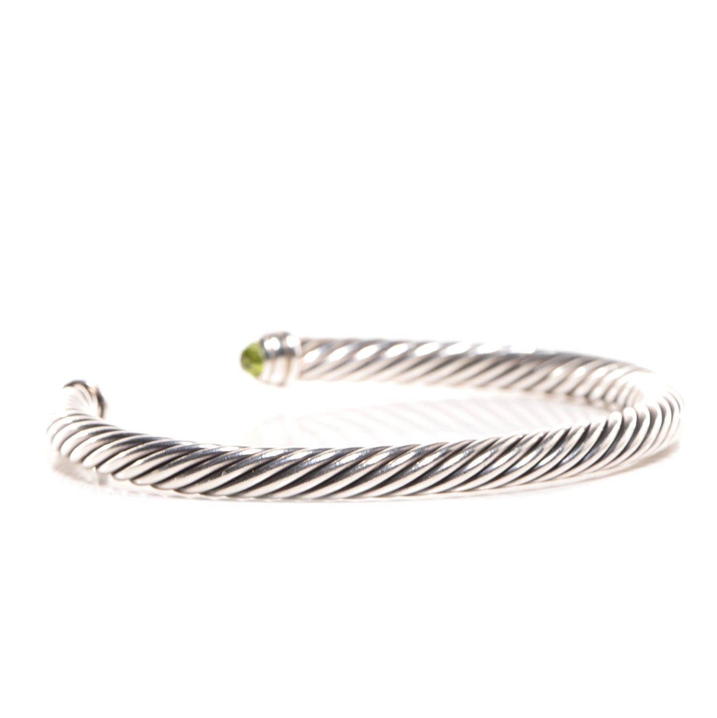 Sterling Silver Diamond Peridot 5mm Cable Classics Bracelet