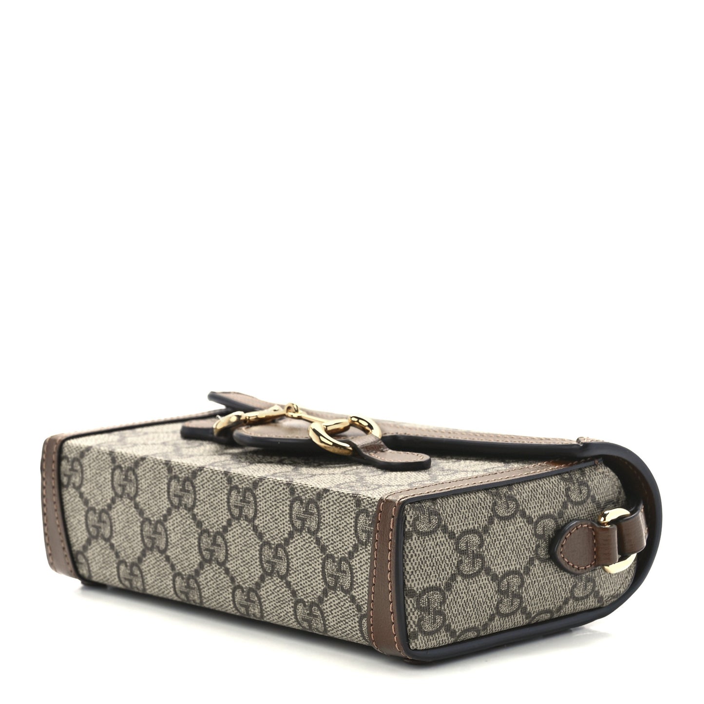 GG Supreme Monogram Mini Horsebit 1955 Shoulder Bag Beige Brown Sugar