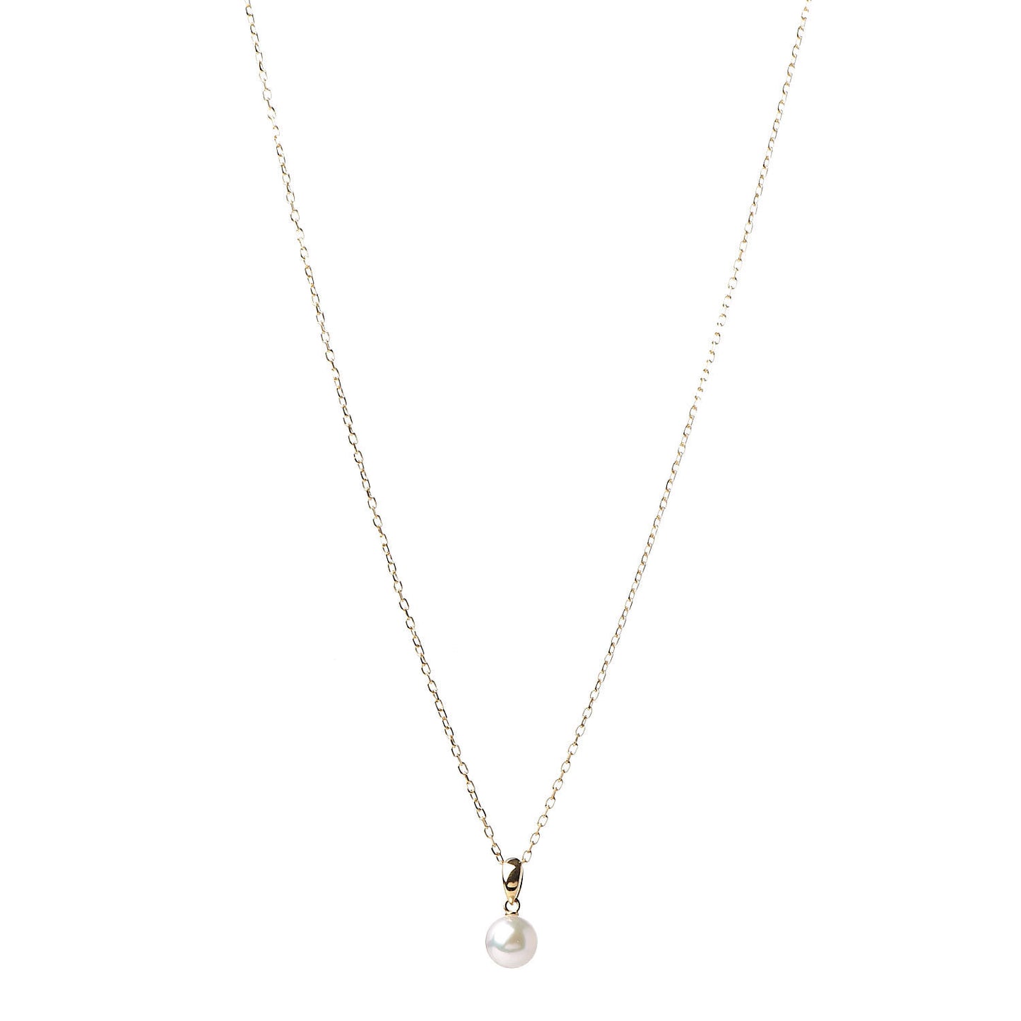 18K Yellow Gold Akoya Pearl 7mm Pendant Necklace