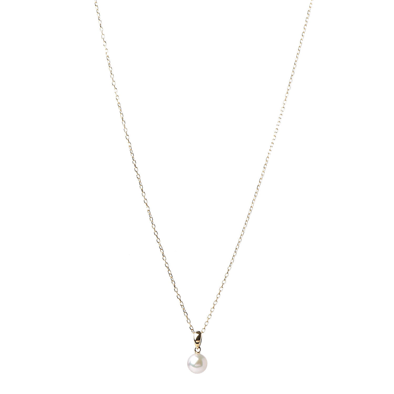 Mikimoto 18K Yellow Gold Akoya Pearl 7mm Pendant Necklace 1 of 6