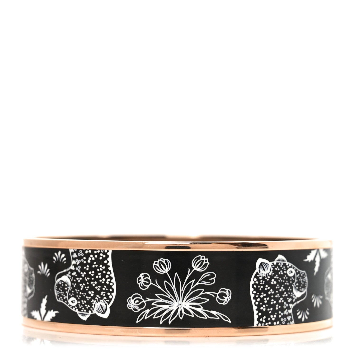 Hermes Enamel Printed Wide Les Léopards Bracelet 70 Positif Negatif 1 of 6