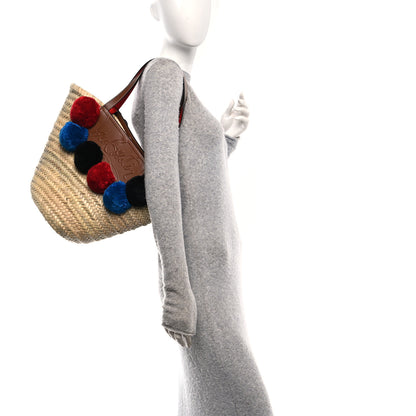 Christian Louboutin Woven Straw Pompom Loubishore Tote Naturel Multicolor Biscotto 2 of 11