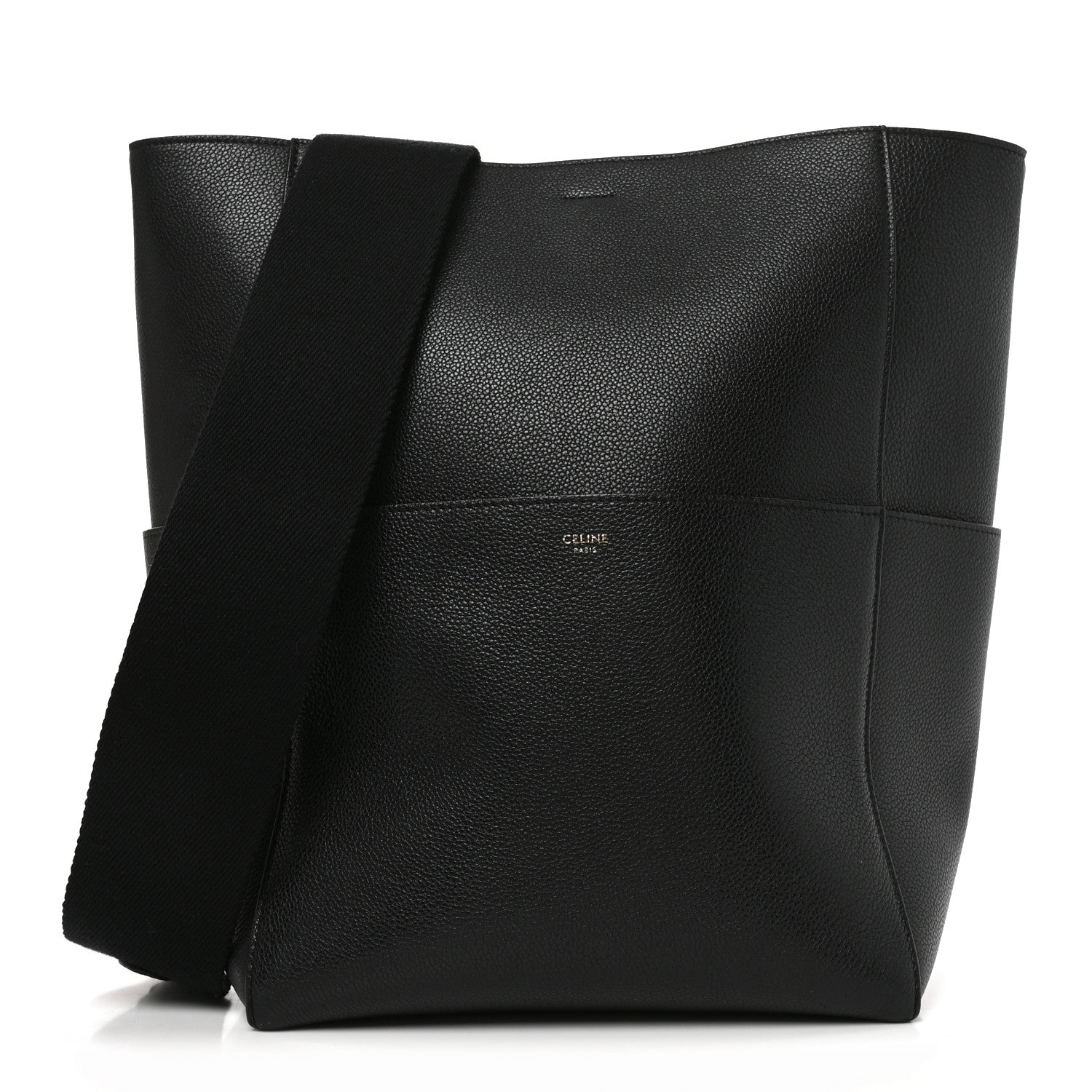 Celine Soft Grained Calfskin Sangle Bucket Bag Black 1 of 9