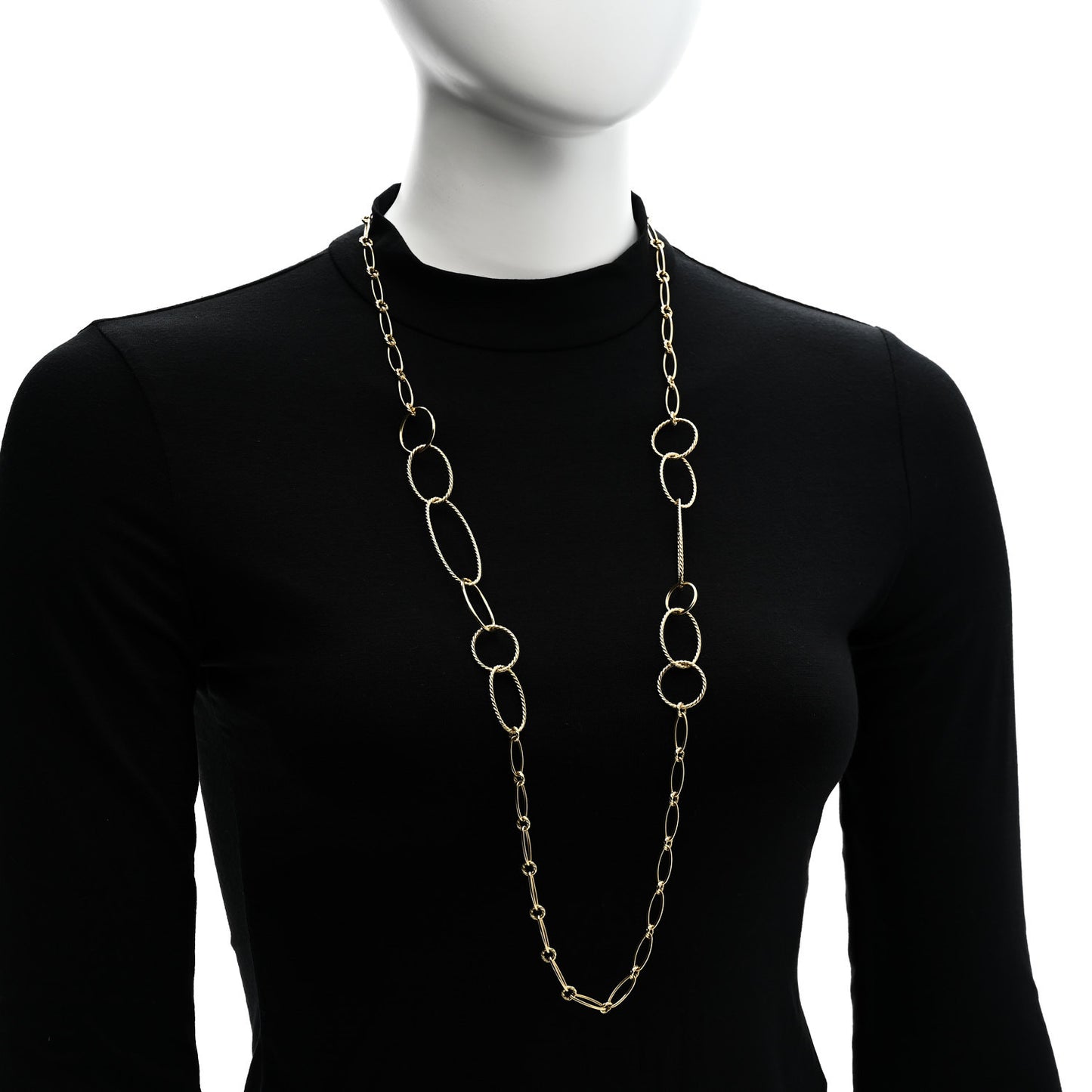 18K Yellow Gold Mobile Link Chain Necklace 36"