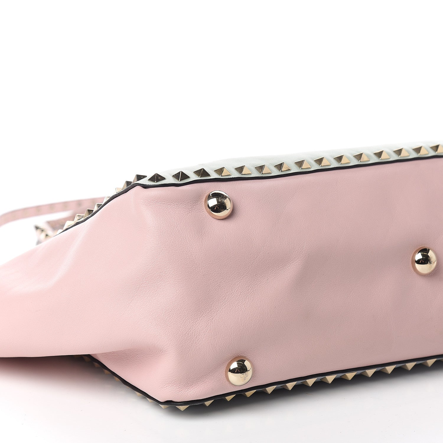 Valentino Garavani Vitello Watercolor Medium Rockstud Tote Rose Green Yellow Sky 13 of 14