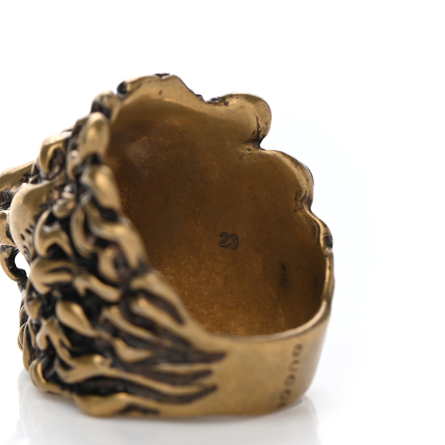 Metal Lion Head Ring 10.25 Aged Gold