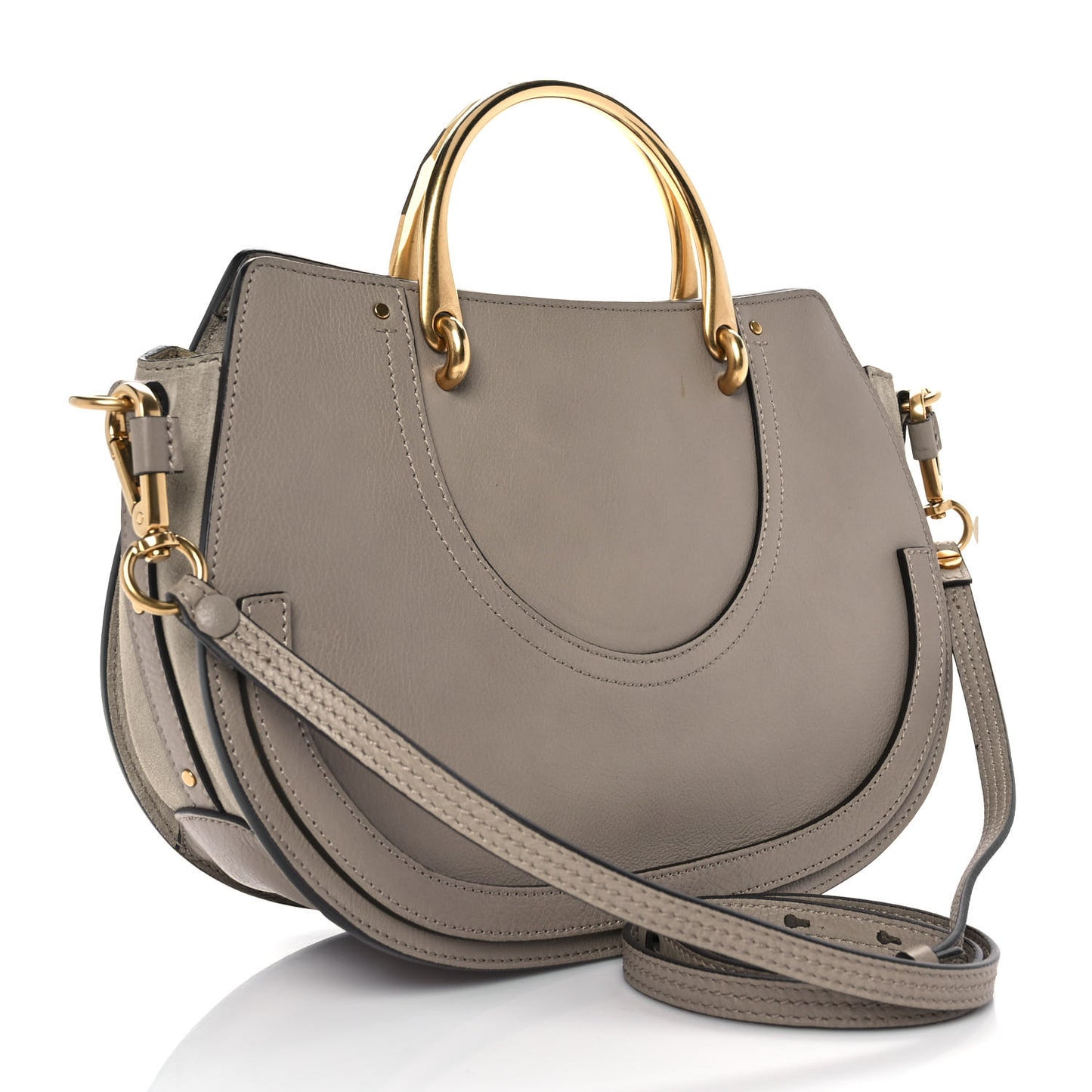 Calfskin Suede Medium Pixie Shoulder Bag Motty Grey