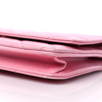 Chanel Cloudy Pearly Goatskin Quilted Wallet on Chain WOC Light Pink 10 of 13