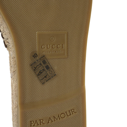 Gucci Canvas Miro Soft Calfskin Striped Mens Espadrille Flat Slide Sandals 10 Greggio Brown Sugar 7 of 9