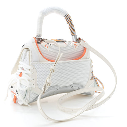Balenciaga Faux Calfskin Fabric Glow In The Dark Small Sneakerhead Top Handle Bag White Orange 3 of 10